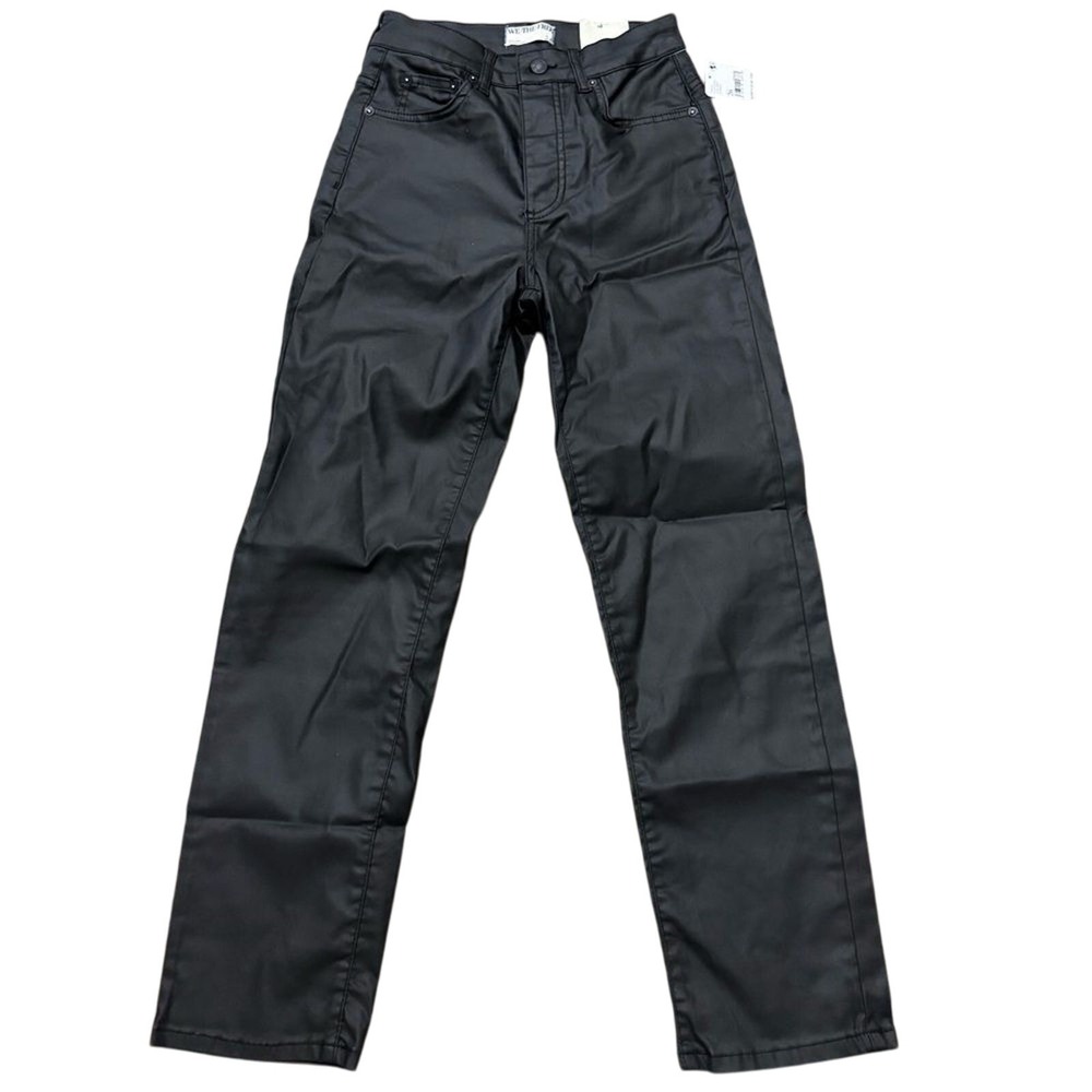 Free People We The Free Black Coated Slim Straight Pants Women's  26 NWT